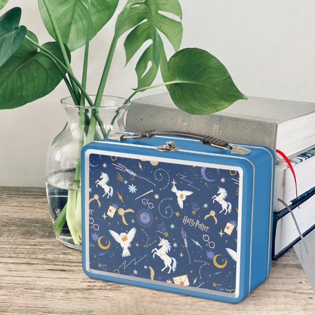 HARRY POTTER™ Sommersonnenwende-Icon-Muster Metall Brotdose (Lunch box on table)
