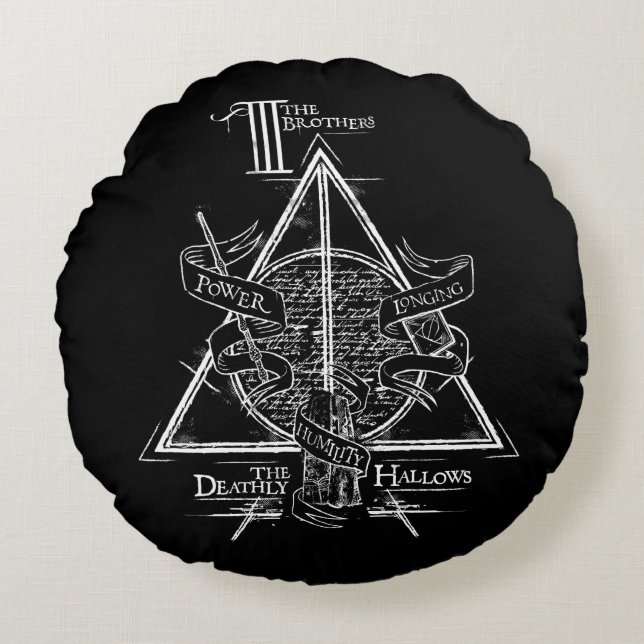 Harry Potter Spell DEATHLY HALLOWS Graphic Rundes Kissen (Vorderseite)