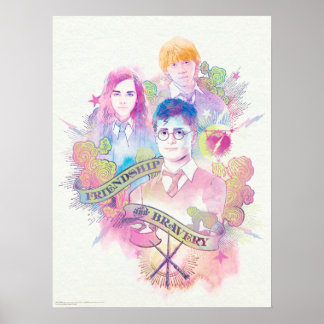 Harry Potter Spell | Harry, Hermione & Ron Waterc Poster