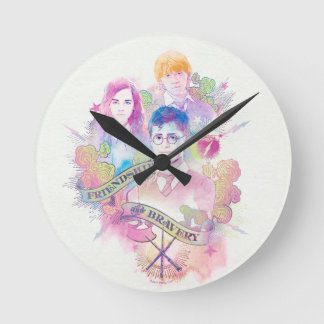 Harry Potter Spell | Harry, Hermione & Ron Waterc Runde Wanduhr