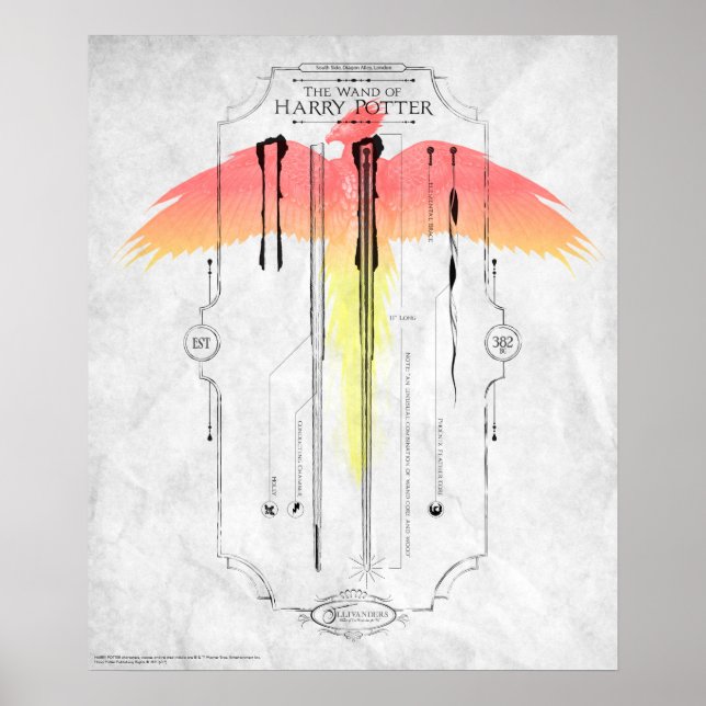 Harry Potter Spell | Harry's Wand Infografik Poster (Vorne)