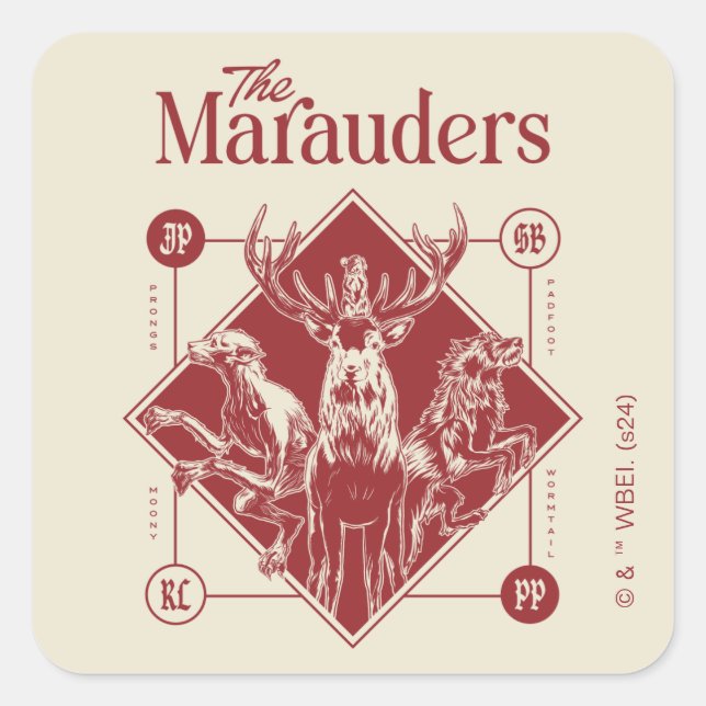 HARRY POTTER™ The Marauders Animagus Graphic Quadratischer Aufkleber (Vorderseite)