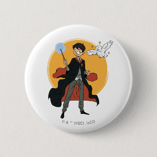 HARRY POTTER™ und Hedwig Illustration Button