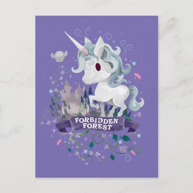 Harry Potter | Verbotener Wald Einhorn Grafik Postkarte (Vorderseite)