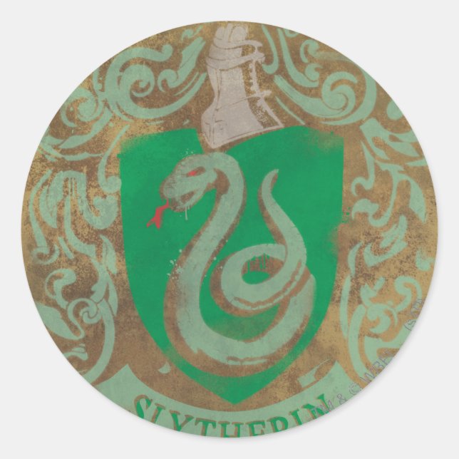 Harry Potter | Vintage Slytherin Runder Aufkleber (Vorderseite)