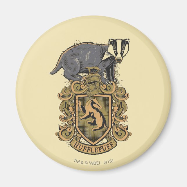 Harry Potter | Wappen von Hufflepuff mit Dachs Magnet (Vorne)