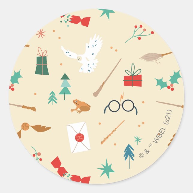 Harry Potter | Weihnachtsmuster Runder Aufkleber (Vorderseite)