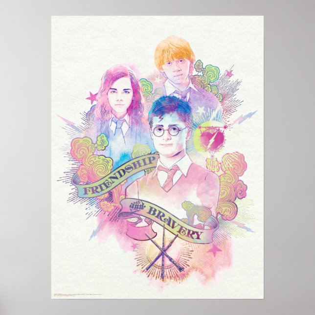 Harry Potter Zauber | Harry, Hermine, & Ron Wasser Poster (Vorne)