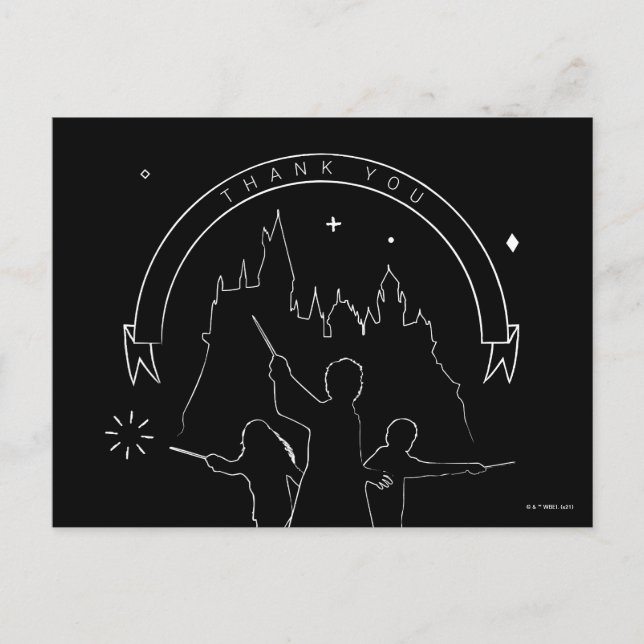 HARRY POTTER™ Zeichen und Kontur der Burg Postkarte (Vorderseite)