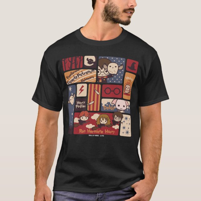 Harry- PotterCartoon-Szenen-Muster T-Shirt (Vorderseite)