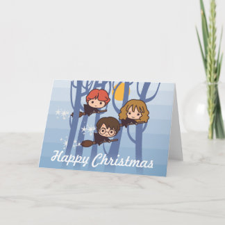 Harry, Ron u. Hermione Fliegen im Holz-Weihnachten Feiertagskarte
