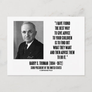 Harry Truman berät Ihre Kinder am besten Postkarte