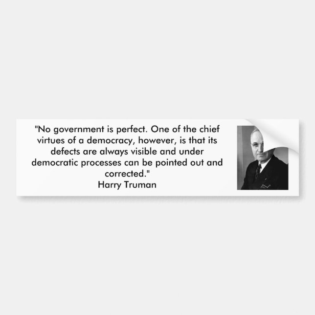 Harry Truman - Demokratie Autoaufkleber (Vorne)