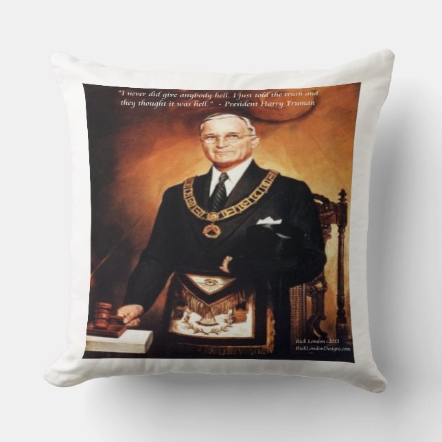 Harry Truman "Give 'Em Hell" Zitat Throw Pillow Kissen (Vorderseite)