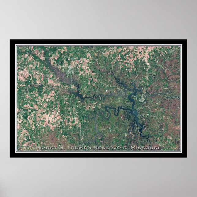 Harry Truman Lake Missouri Satellite Poster Karte (Vorne)