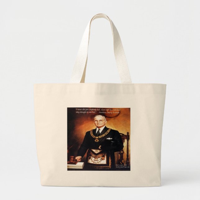 Harry Truman zitiert "hat nicht "Em Hell" Jumbo Stoffbeutel (Vorne)