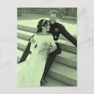 Harry und Meghan Hochzeitsportrait stilisiert Postkarte