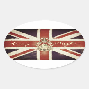 Harry und Meghan Königliche Hochzeits-Oval-Aufkleb Ovaler Aufkleber