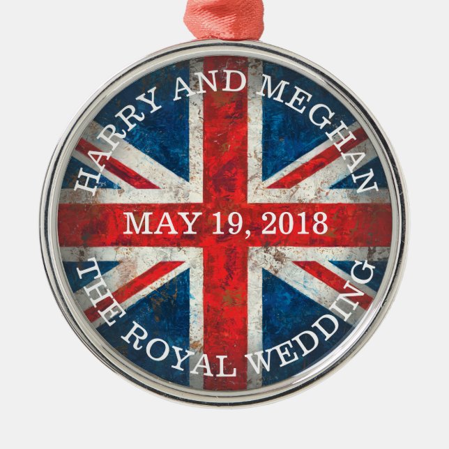 Harry und Meghan Royal Wedding Ornament Aus Metall (Vorne)