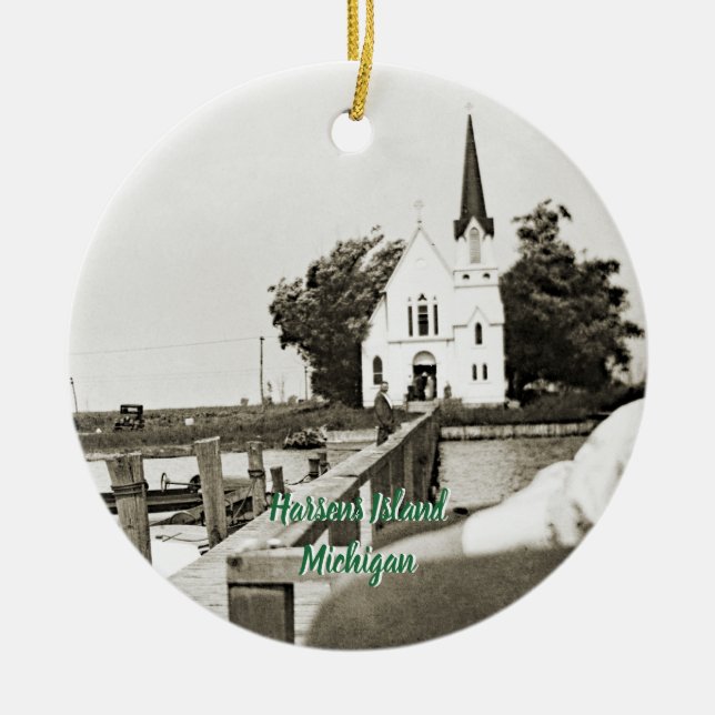 Harsens Island Michigan St. Marks Kirche 1925 Auss Keramik Ornament (Vorne)