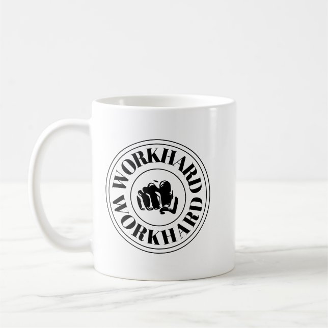 Hart arbeiten Motivationszitat Kaffeetasse (Links)