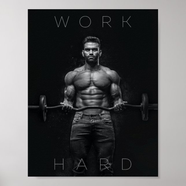 hart arbeiten | Motivierend Fitnessraum Poster (Vorne)