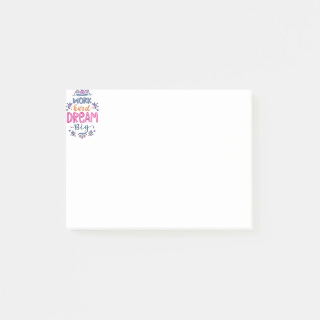 hart arbeiten post-it klebezettel (Vorderseite)