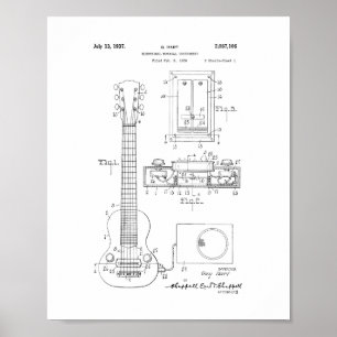 Hart Electric Guitar Lieferwagen Patent Poster