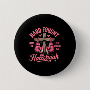 Hart erkämpfte Hallelujah Boxhandschuhe Glaube Button