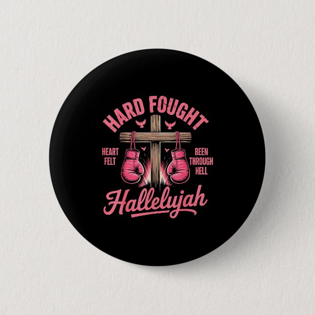 Hart erkämpfte Hallelujah Boxhandschuhe Glaube  Button (Vorderseite)