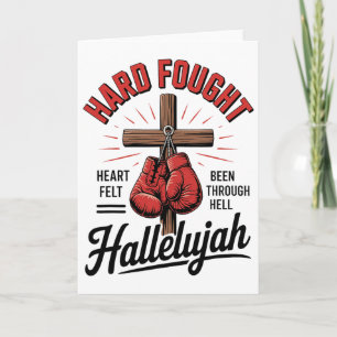 Hart erkämpftes Halleluja Christliches Boxen Kreuz Karte