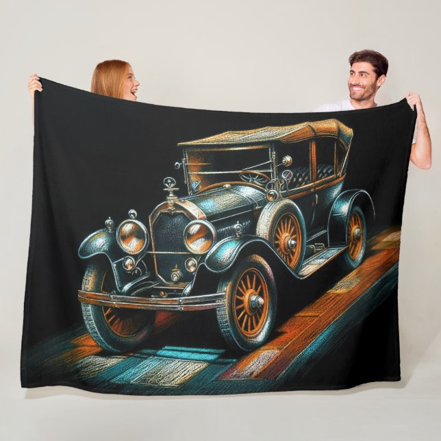 Hart Pastel Zeichne antikes Auto Fleecedecke (Beispiel)