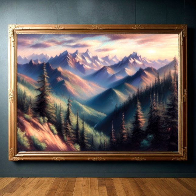 Hart Pastel Zeichnend Berglandschaft II Poster (Von Creator hochgeladen)