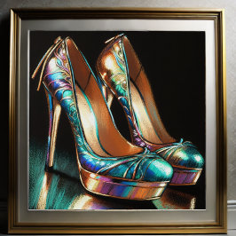 Hart Pastel Zeichnend eisige High Heels Weibchen Poster