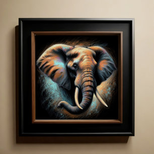 Hart Pastel Zeichnend Elefant Poster