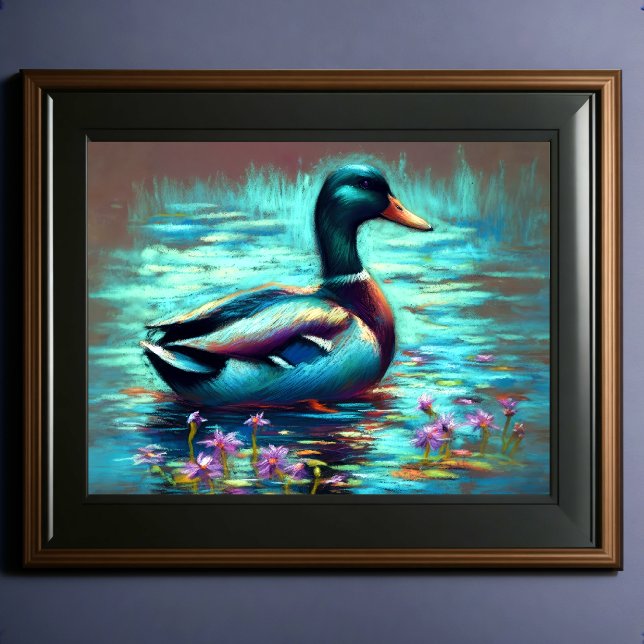 Hart Pastel Zeichnend Gemälde einer Mallard-Ente Poster (Von Creator hochgeladen)