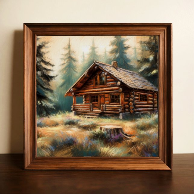 Hart Pastel Zeichnend Holzhütte im Wald Poster (Von Creator hochgeladen)