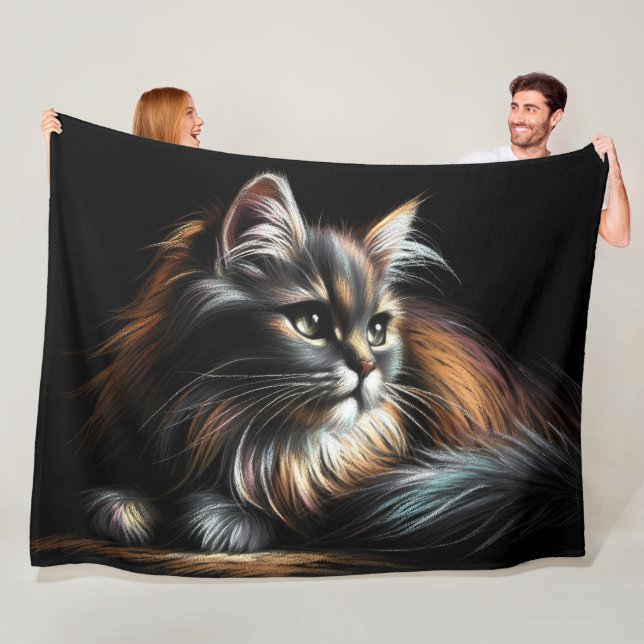 Hart Pastel Zeichnend Katze Fleecedecke (Beispiel)