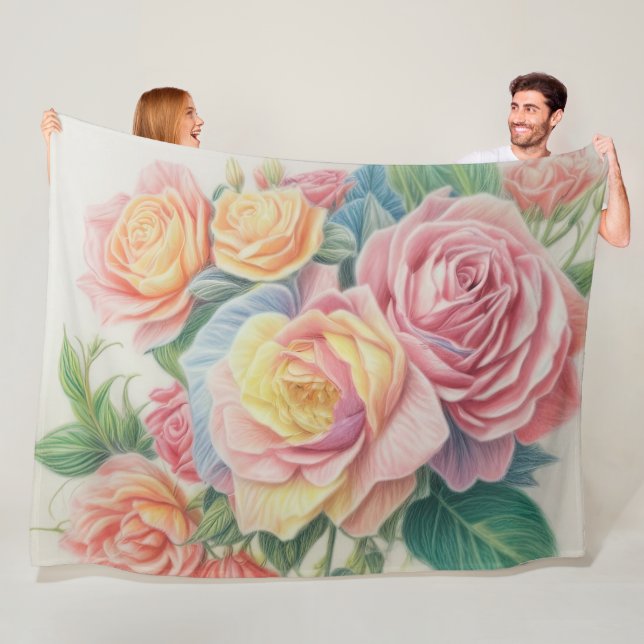 Hart Pastel Zeichnend Rose Fleecedecke (Beispiel)