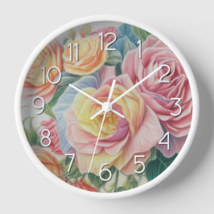 Hart Pastel Zeichnend Rose Uhr