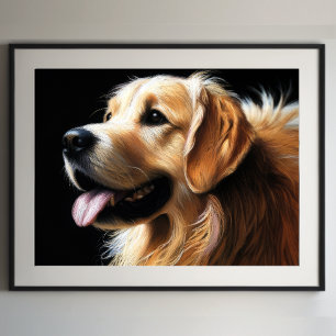 Hart Pastell Zeichnend Goldener Retriever Poster