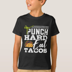 Hart zuschlagen Tacos essen Kickboxen Glückliches T-Shirt
