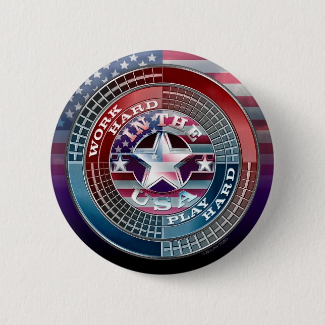 harte Arbeit in den USA Button (Vorderseite)