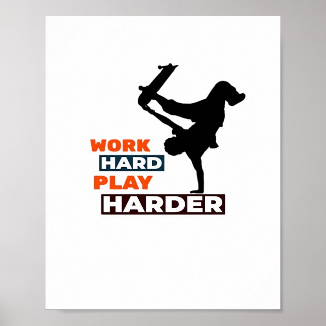 harte Arbeit, so harte Skateboarder Classic Poster (Vorne)