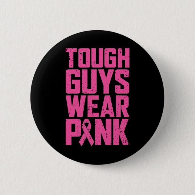 Harte Typ tragen rosa Brustkrebs Bewusstsein Männe Button (Vorderseite)