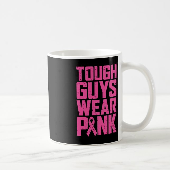 Harte Typ tragen rosa Brustkrebs Bewusstsein Männe Kaffeetasse (Rechts)