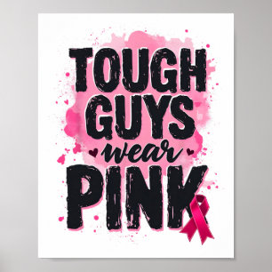 Harte Typ tragen rosa Brustkrebs-Bewusstsein pink Poster