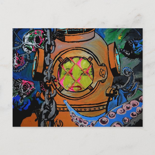 "Harte Zeiten für den Aquanaut" Postkarte (Vorderseite)