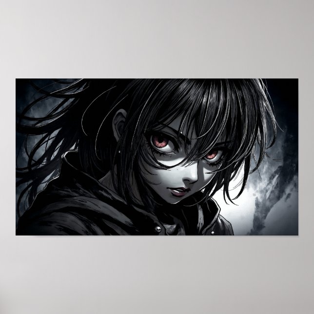 Hartes Anime-Mädchen-Porträt Poster (Vorne)