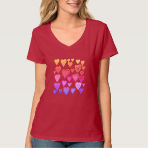 Hartes Design, rot, rosa Herz T - Shirt